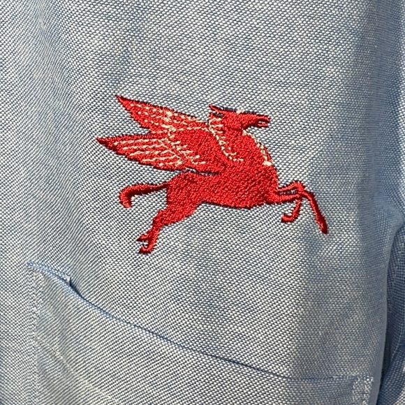 Vintage 90’s Mobile Oil Pegasus Gasoline Attendant Mechanics Short Sleeve - Picture 3 of 6